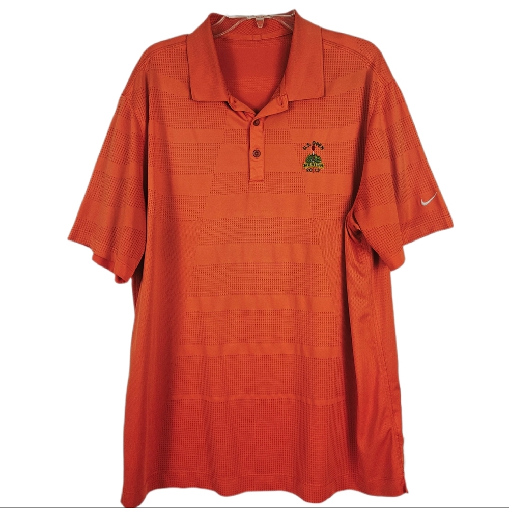 Flawed Nike Polo Orange Golf US Open 2013 Merion Mens XL Embroidered Logo